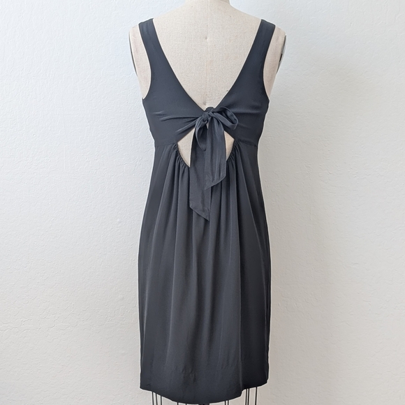Madewell Black Silk Sleeveless Mini Dress with Tie Back Size Small - Picture 5 of 10